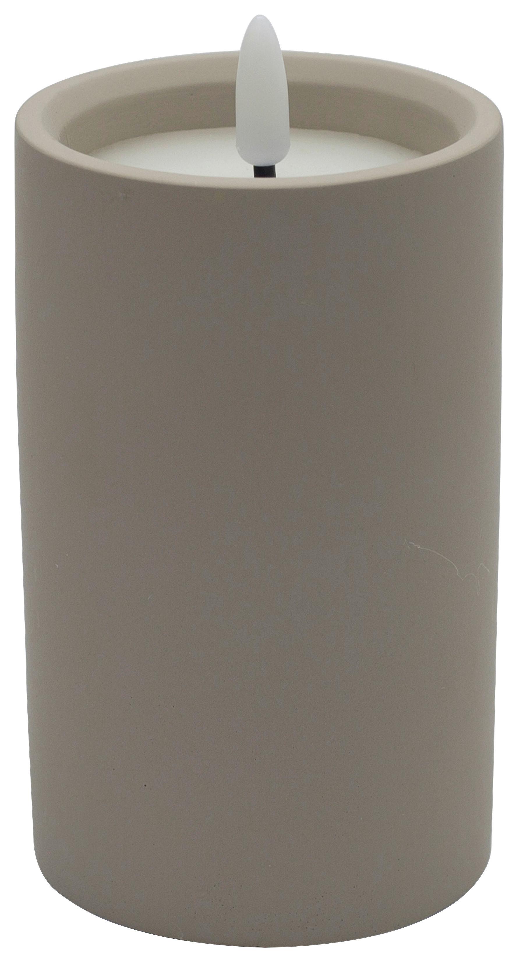 LED-Kerze Karen Grau - Grau, MODERN, Naturmaterialien/Kunststoff (7,5/12,5cm) - Mömax