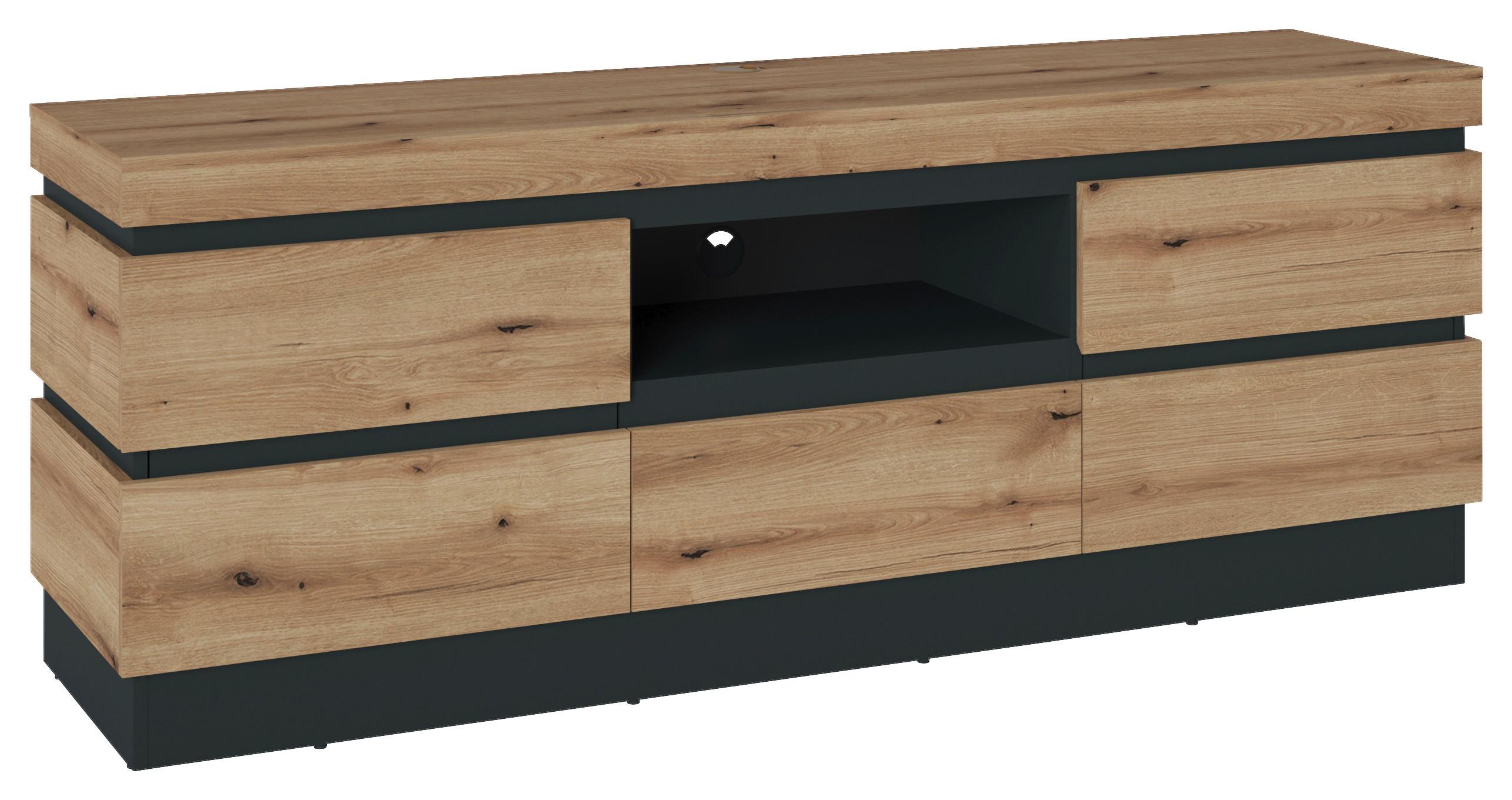 Comodă TV CORTE - culoare lemn stejar/gri, Trend, material pe bază de lemn (180,2/68/45cm) - Modern Living