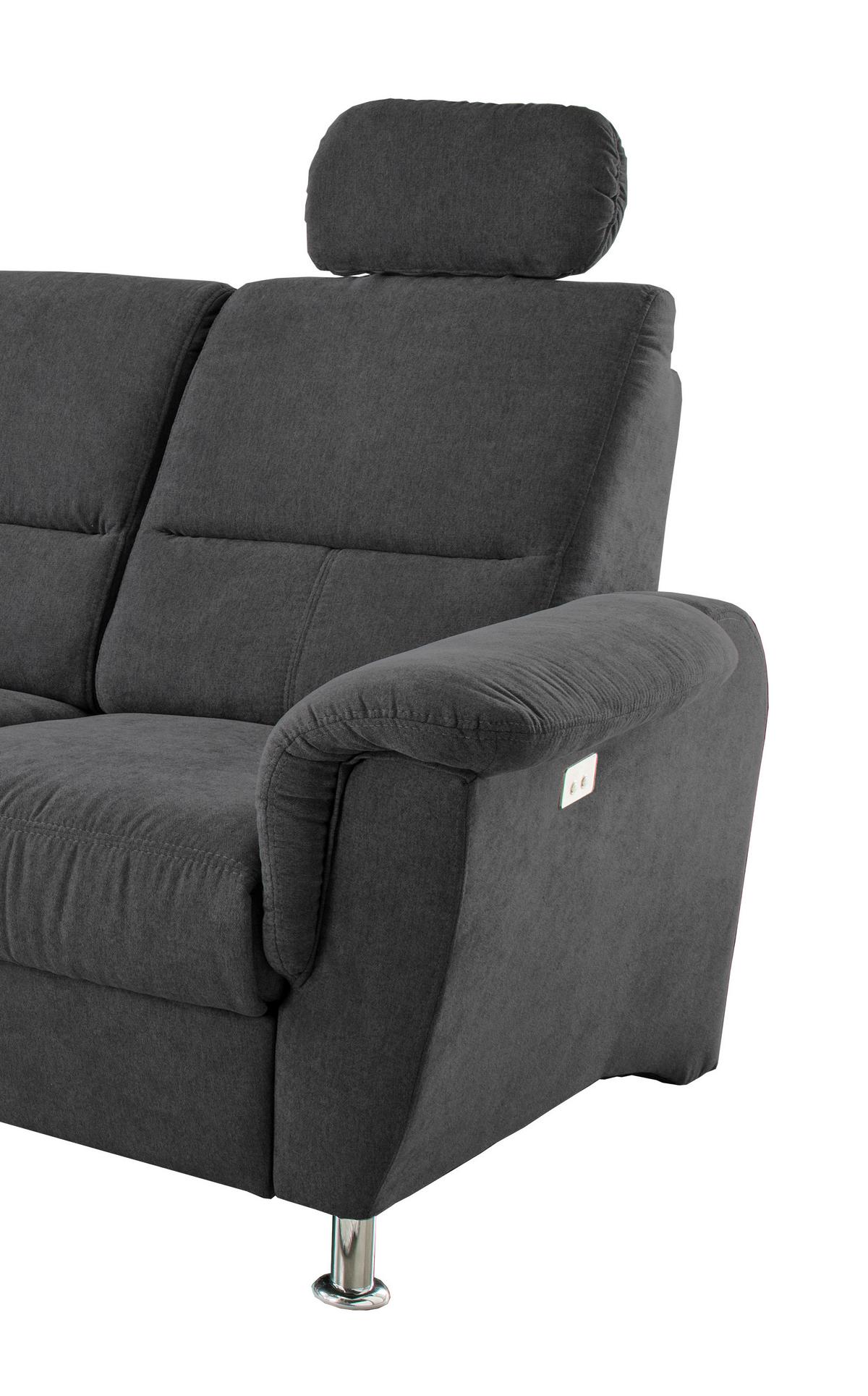 Wohnlandschaft Parole Schwarz Mikrofaser - Chromfarben/Schwarz, KONVENTIONELL, Textil/Metall (292/165cm) - Livetastic