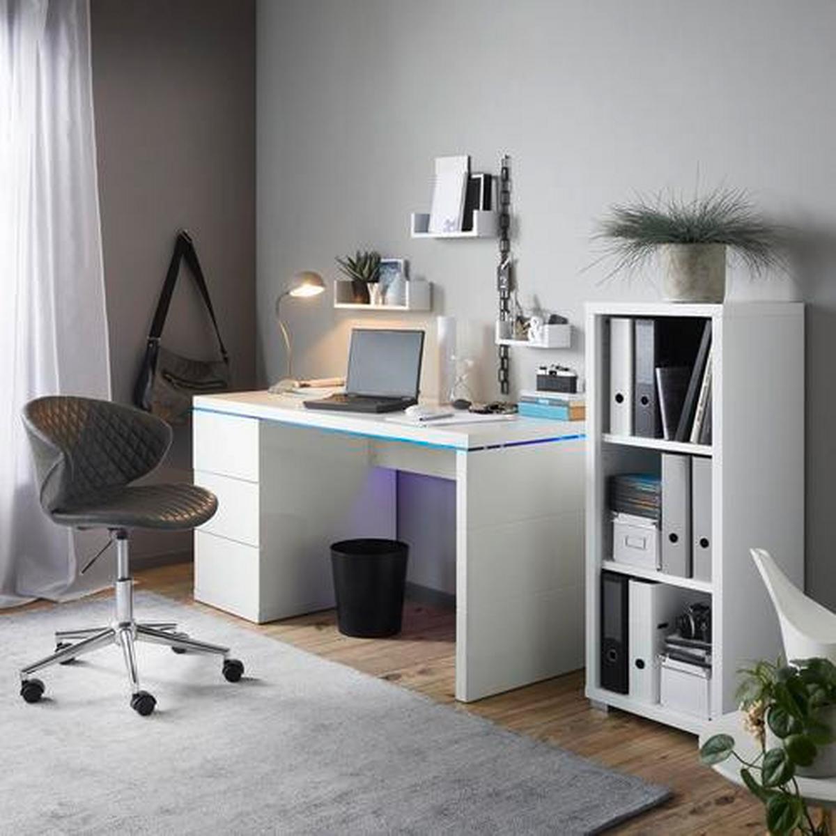 Regal in Weiss Hochglanz - Silberfarben, Modern (43/112/36cm) - Mömax