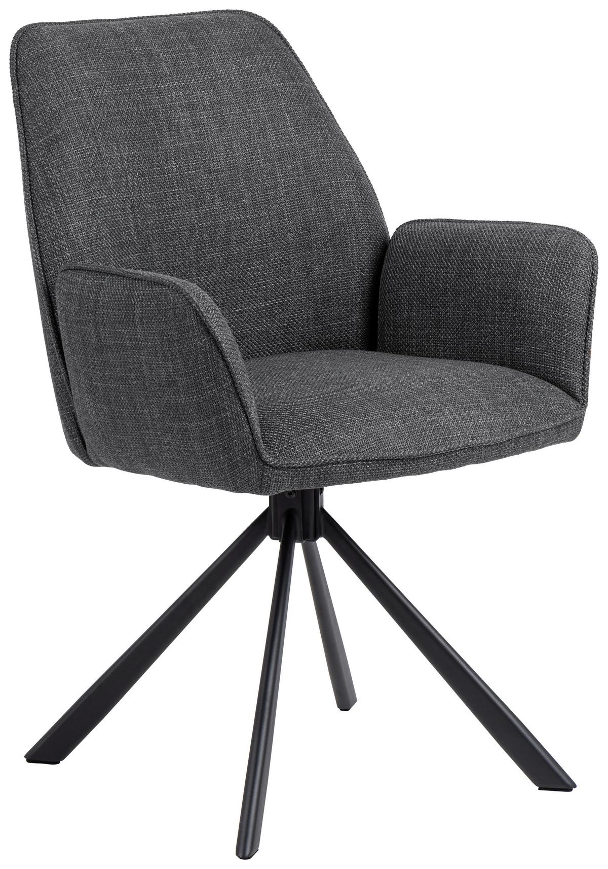 KRZESŁO Z PODŁOKIETNIKAMI GLENDA - ciemnoszary/czarny, Trend, metal/tkanina (61/88,5/63cm) - MID.YOU