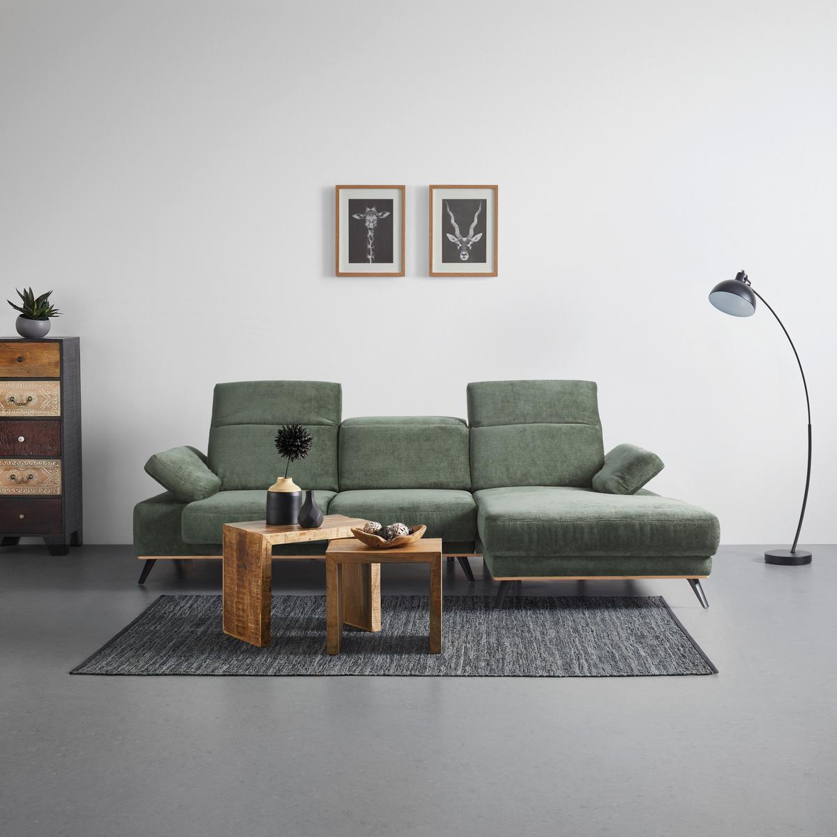 Sarokkanapé Royce - olívazöld, Modern, textil (283/81-105/194cm) - Premium Living