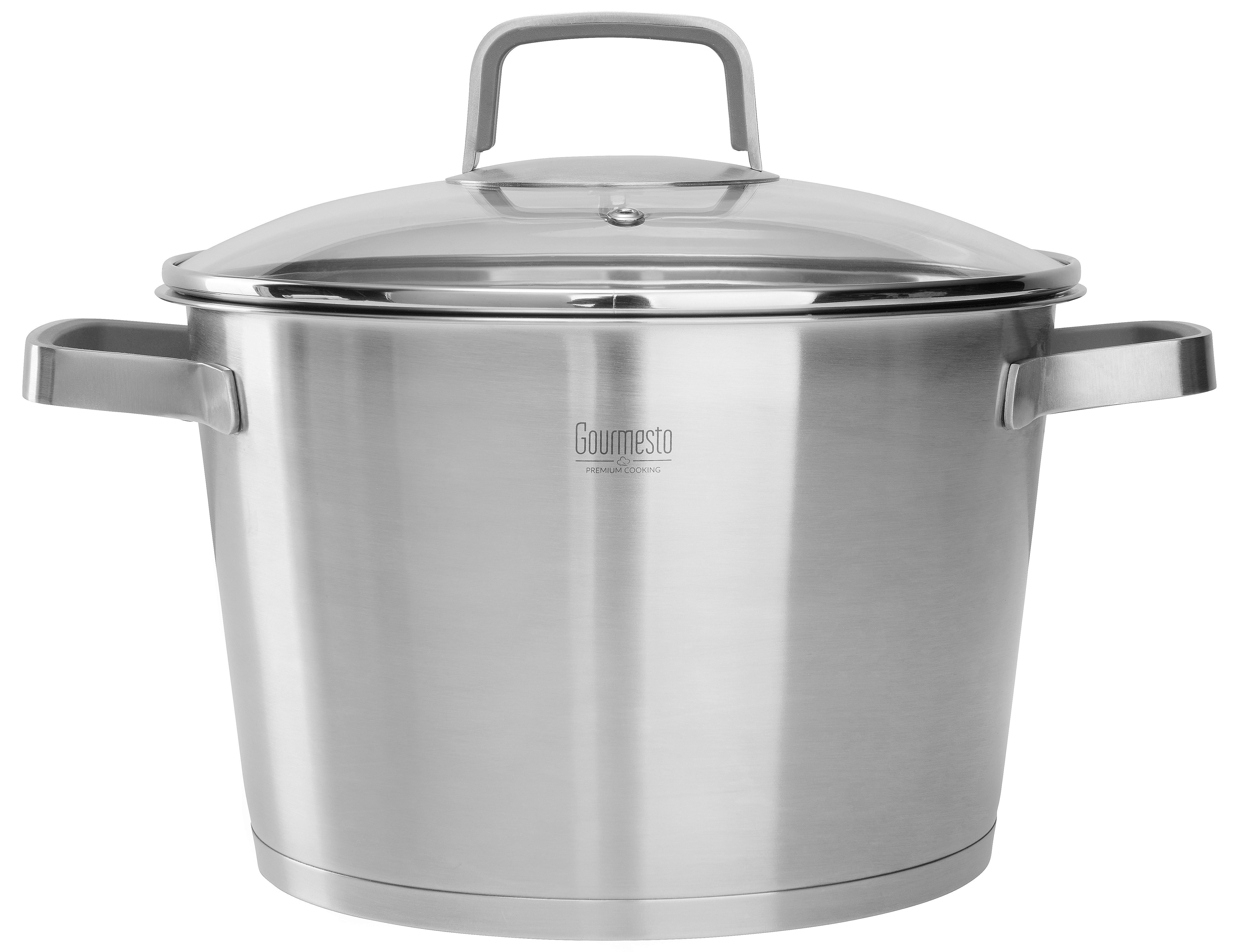 Kochtopf Silver Line Ø ca. 24cm - Klar/Edelstahlfarben, Konventionell, Glas/Metall (24/15,5cm) - Gourmesto
