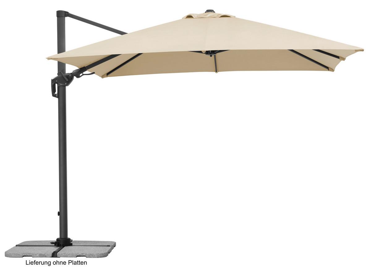 Ampelschirm Rhodos ca. 358x263 x300 cm Naturfarben - Anthrazit/Naturfarben, Basics, Textil/Metall (358/263/300cm) - Schneider