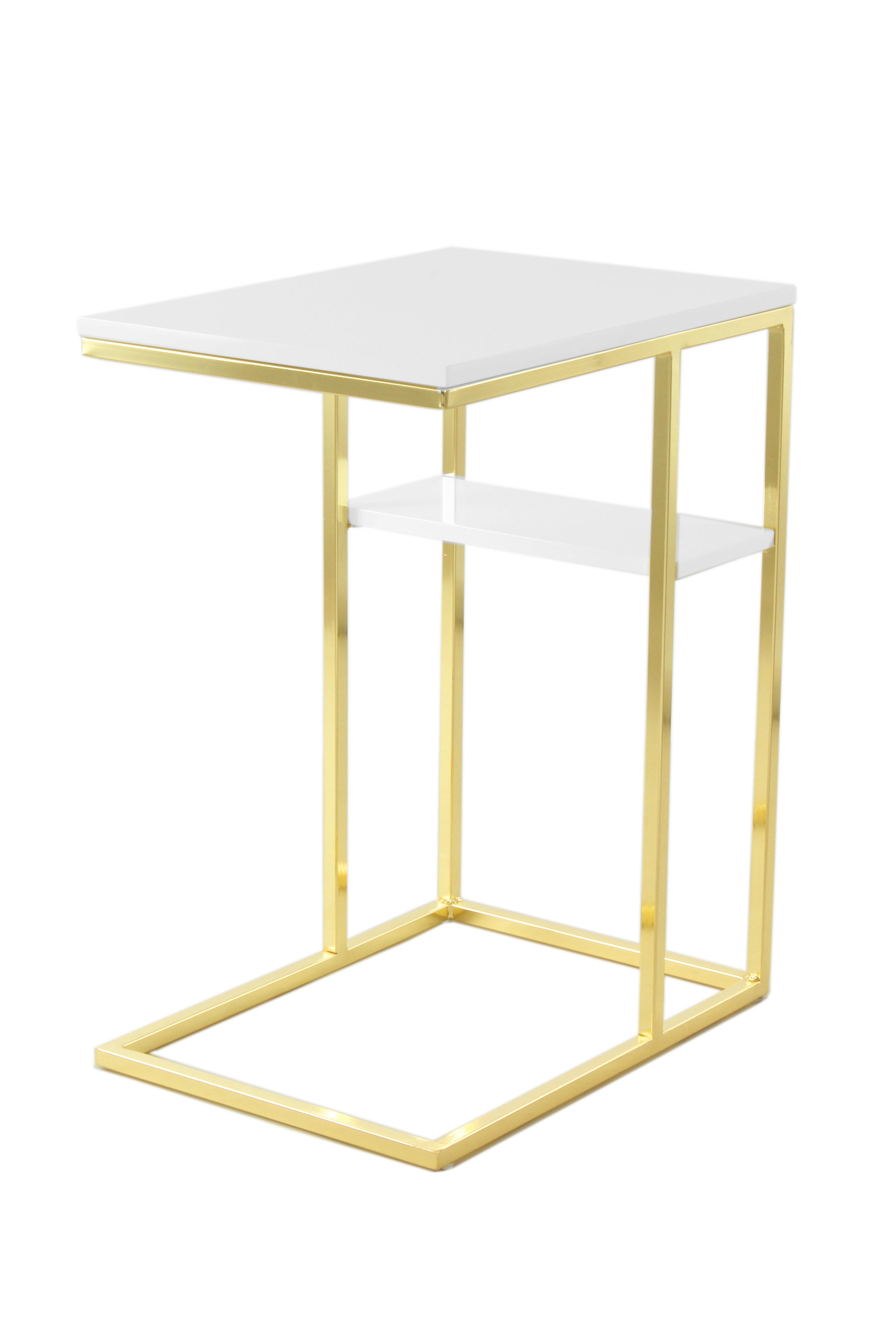 BEISTELLTISCH 7SR5F-GLD - Weiss/Goldfarben, Modern, Metall (48/35/62cm) - Kayoom