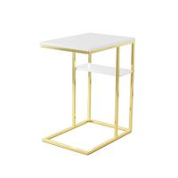 BEISTELLTISCH 7SR5F-GLD - Weiss/Goldfarben, Modern, Metall (48/35/62cm) - Kayoom