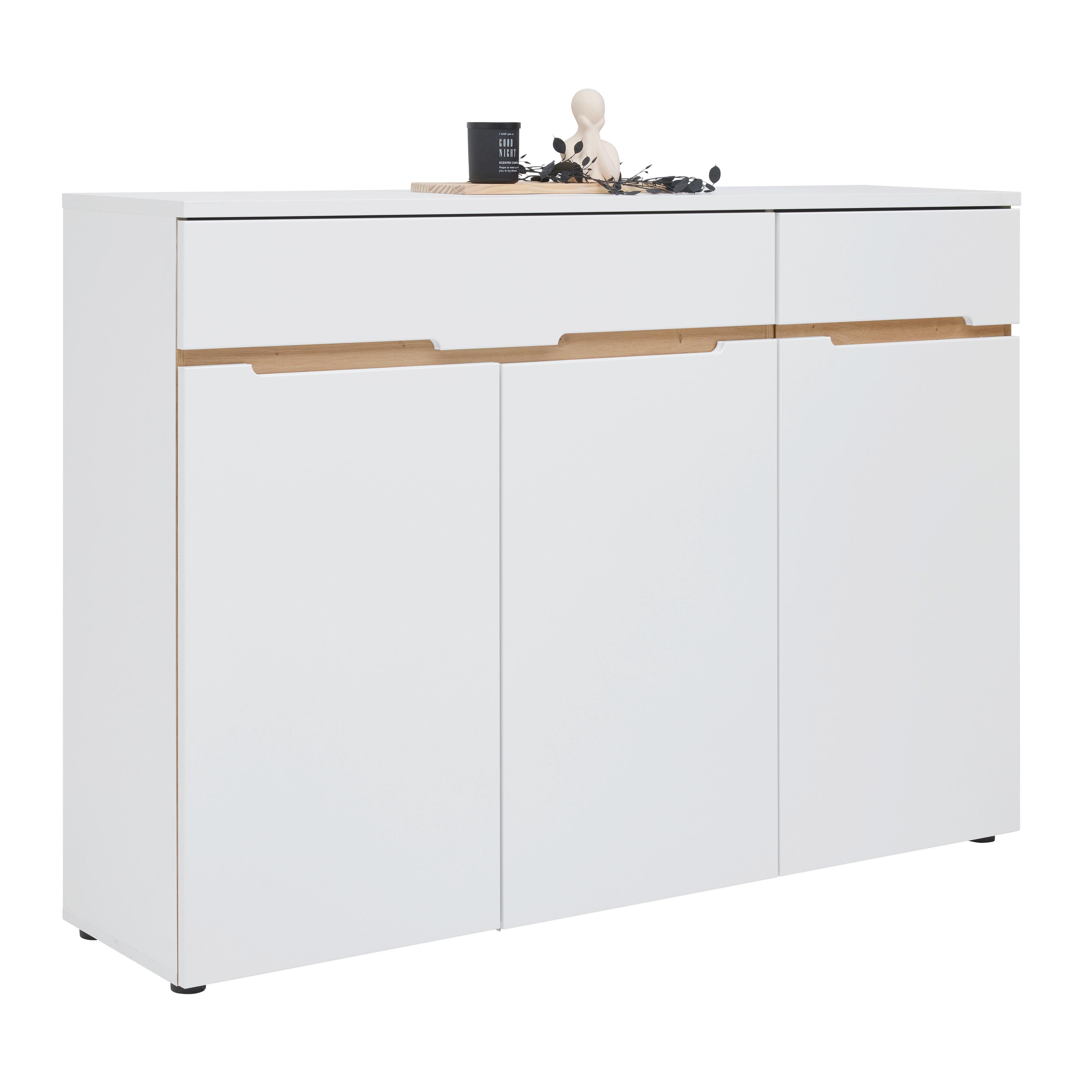 Sideboard Dallas Weiß/Eiche Artisan - Schwarz/Weiß, MODERN, Holzwerkstoff/Kunststoff (150/107/38cm) - Mömax