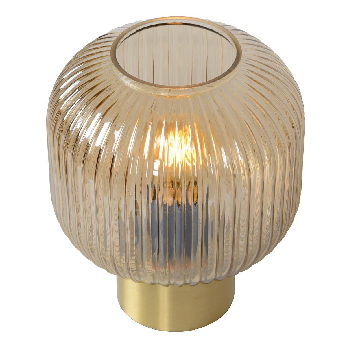 LAMPA STOŁOWA 45586/20/62 MALOTO - kolor bursztynowy/kolor mosiężny, Konventionell, metal/szkło (20/24.5cm) - Lucide