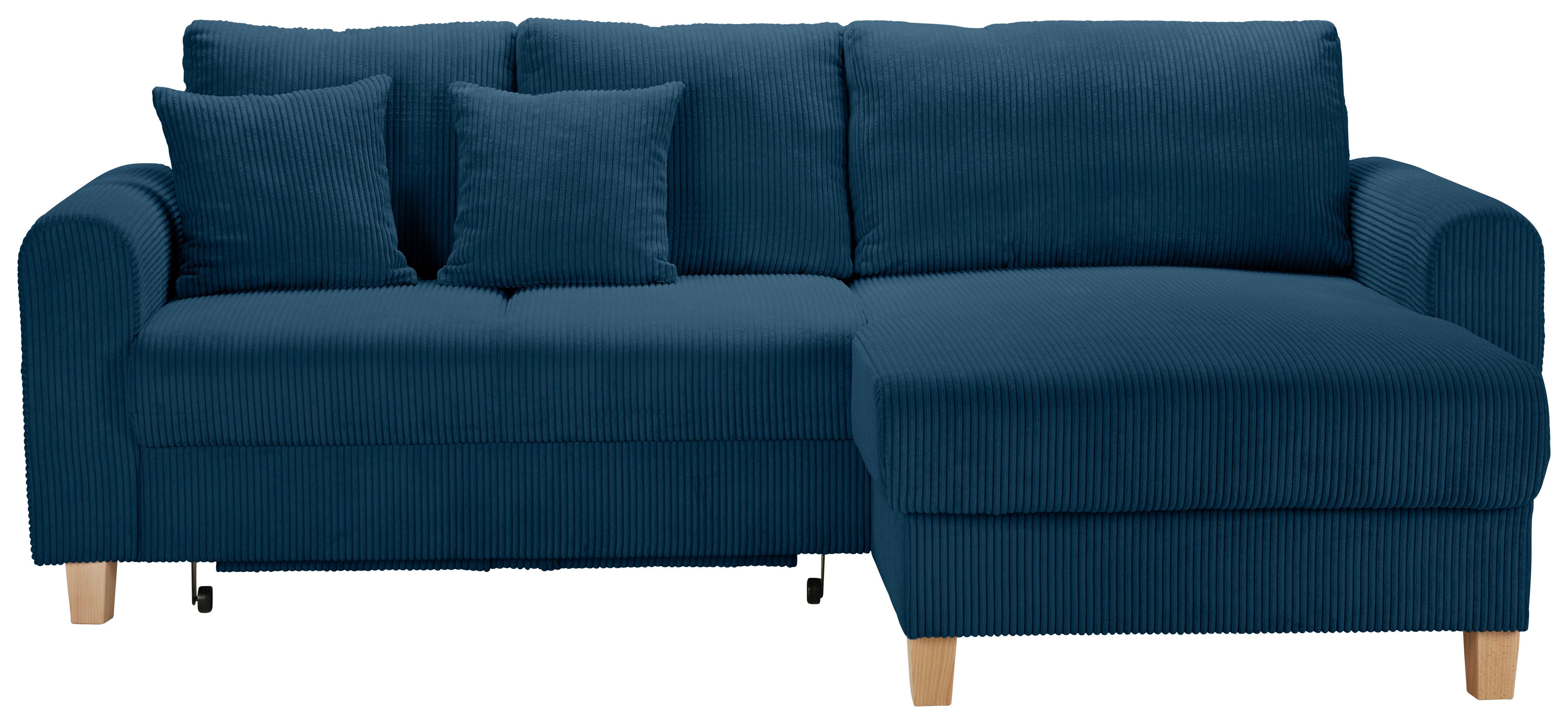 Wohnlandschaft Lille Blau - Blau/Hellbraun, MODERN, Holz/Textil (232/110/156cm) - Mömax