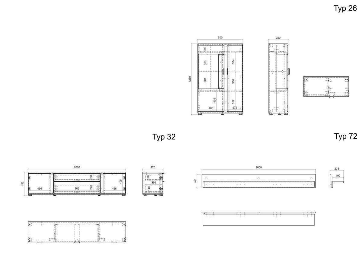 WOHNWAND LONG ISLAND - Eiche Wotan/Silberfarben, Design, Glas/Holzwerkstoff (290/170/42cm) - MID.YOU