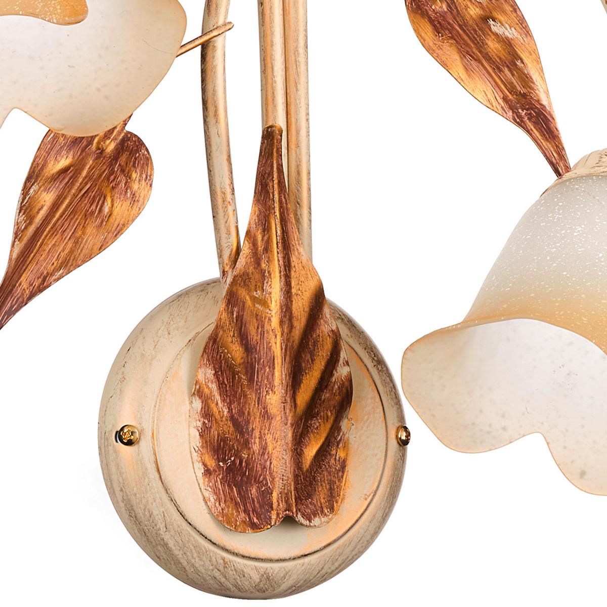 Wandleuchte Vanda Weiß/Beige max. 6 Watt - Beige/Weiß, ROMANTIK / LANDHAUS, Glas/Metall (40/40/58cm)