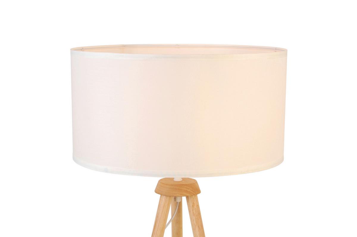 LAMPA STOJĄCA WOOD - kolor orzechowy/biały, Trend, tworzywo sztuczne/tkanina (45/153cm) - Novel