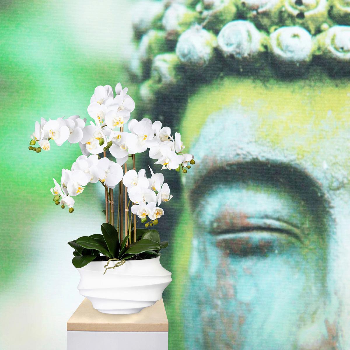 Kunstblume Orchidee, ca. 75cm - Weiß/Braun, Trend, Kunststoff (75cm)