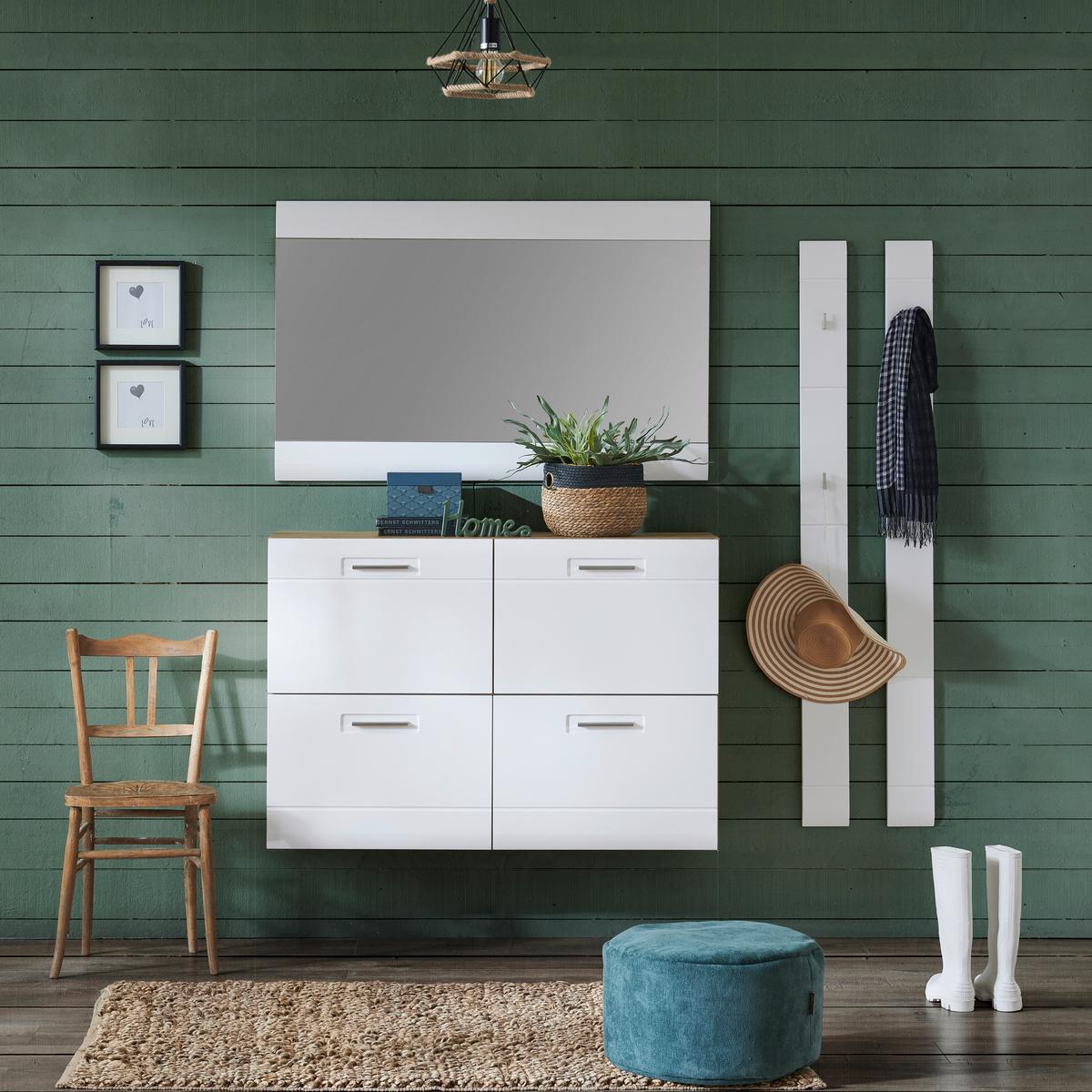 Dulap pentru pantofi Auris - alb/culoare lemn stejar, Modern (120/82,7/37,1cm) - Modern Living
