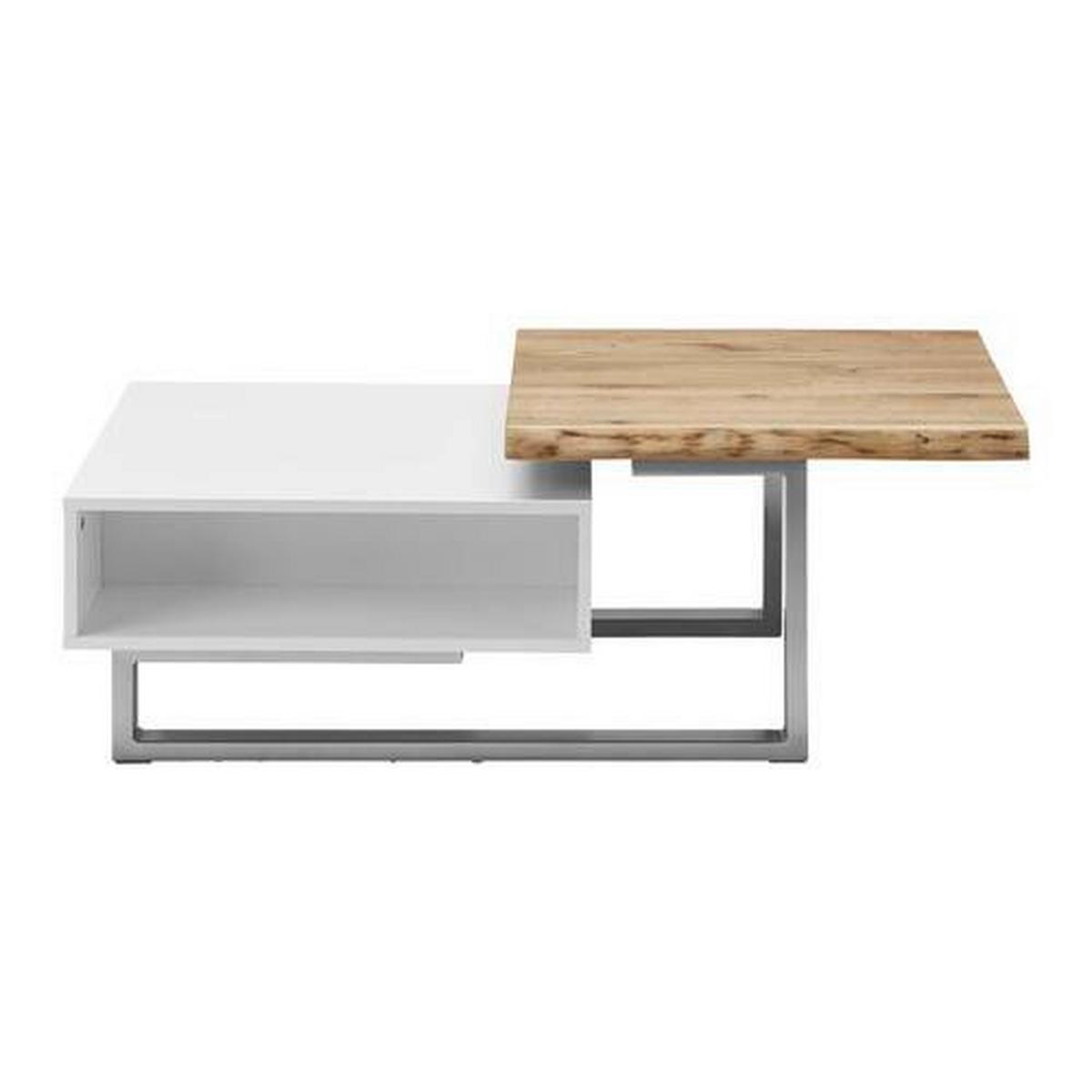 Couchtisch Carlos Weiß/Eichefarben Echtholz/MDF - Eichefarben/Weiß, MODERN, Holz/Metall (110/61/40cm) - Bessagi Home