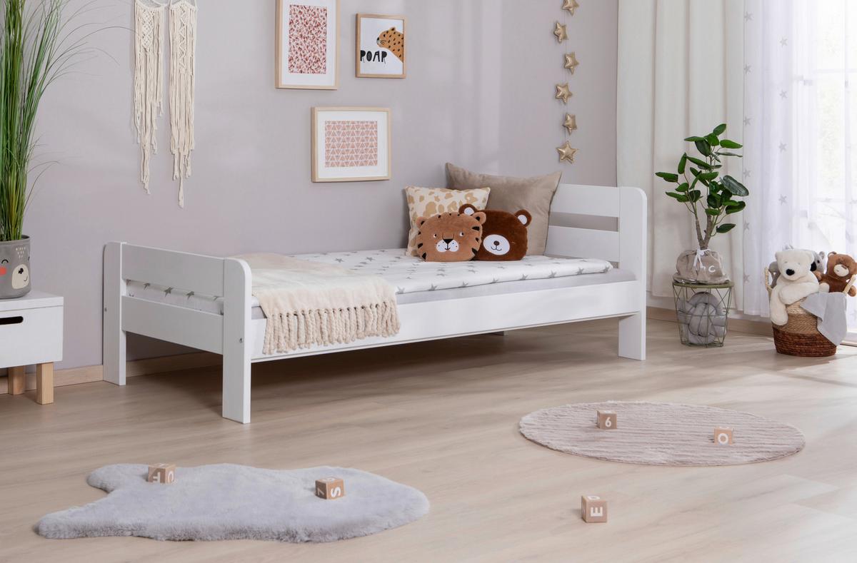 Bett Bennet mit Matratze ca. 90x200 cm Weiß - Naturfarben/Weiß, MODERN, Holz/Textil (90/200cm) - MID.YOU