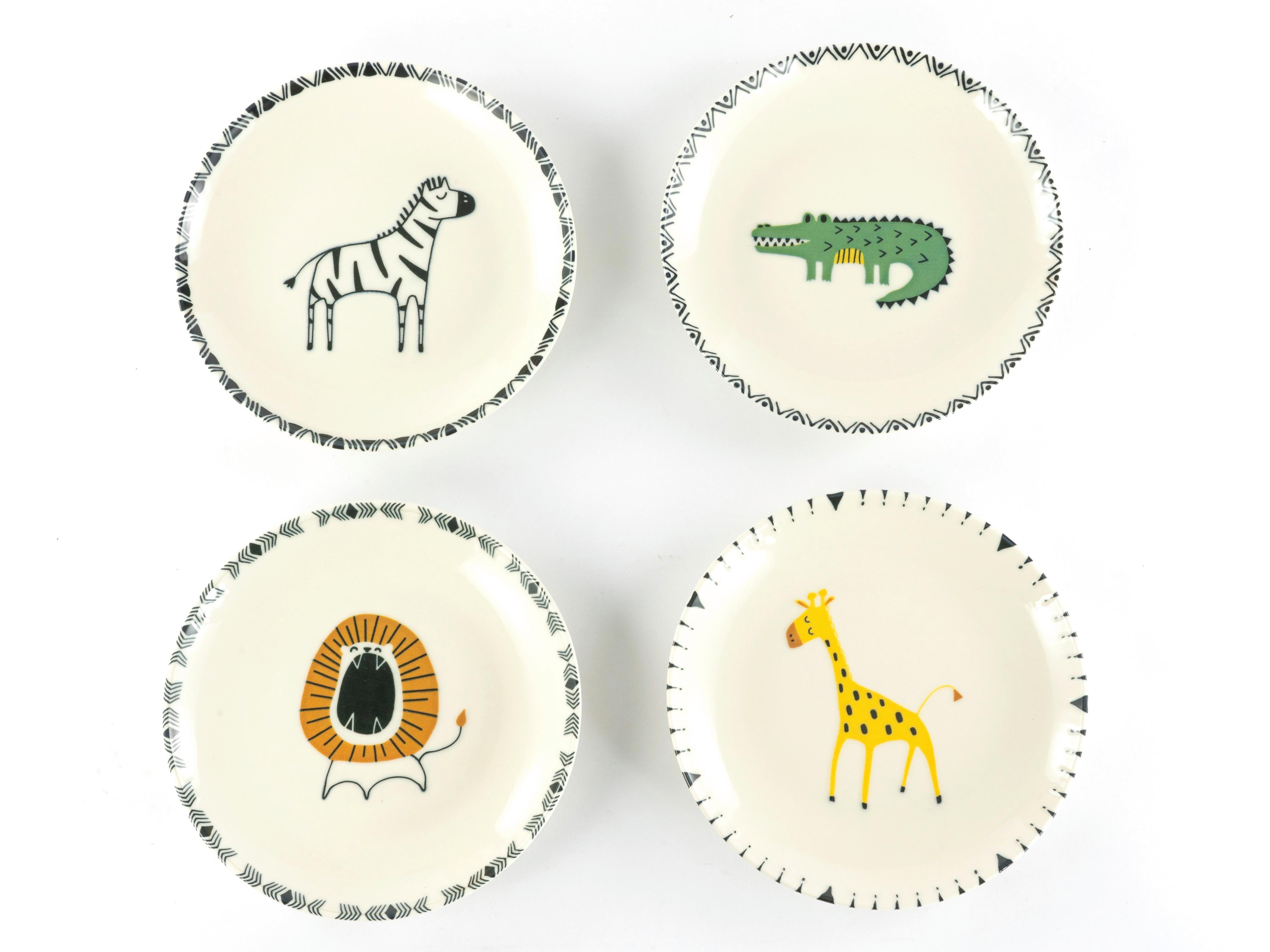 Set Krožnikov Safari, 4-Delni - večbarvno/sivobela, Basics, keramika (21cm) - Creatable