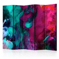 Paravan Color Madness I, 5-Delni, Dvostranski - rdeča/metino zelena, Basics, tekstil/les (225/172/3cm) - artgeist