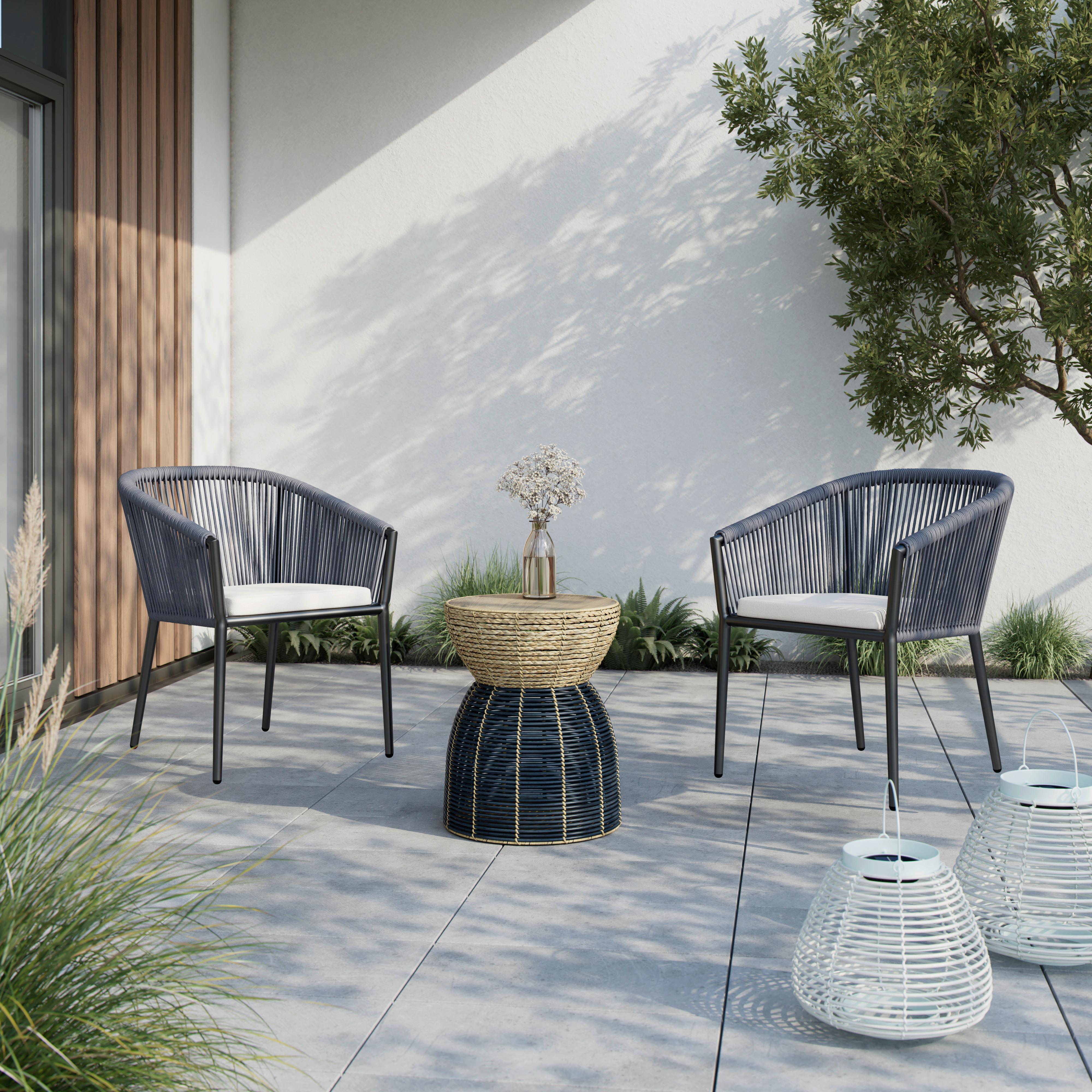 Gartensessel-Set 2-er Benicia Weiß/Grau aus Metall/Textil - Dunkelgrau/Schwarz, MODERN, Textil/Metall (55/76/63cm) - Bessagi Garden