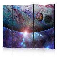 Paravan In Orbit I, 5-Delni, Dvostranski - lila/modra, Basics, tekstil/les (225/172/3cm) - artgeist