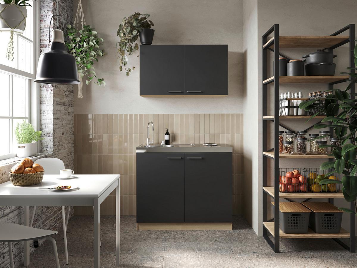 Majhna Kuhinja Z Aparati Merle, 100cm - srebrne barve/črna, Basics, kovina/leseni material (100cm) - Respekta