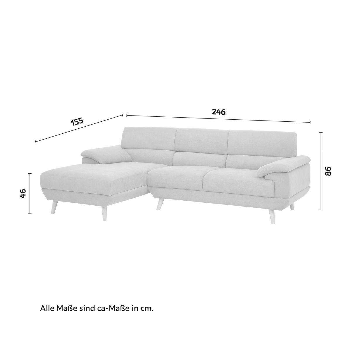 Ecksofa, dunkelgrau, "Sandra" - Dunkelgrau, MODERN, Holz/Textil (246/155/86cm) - Bessagi Home