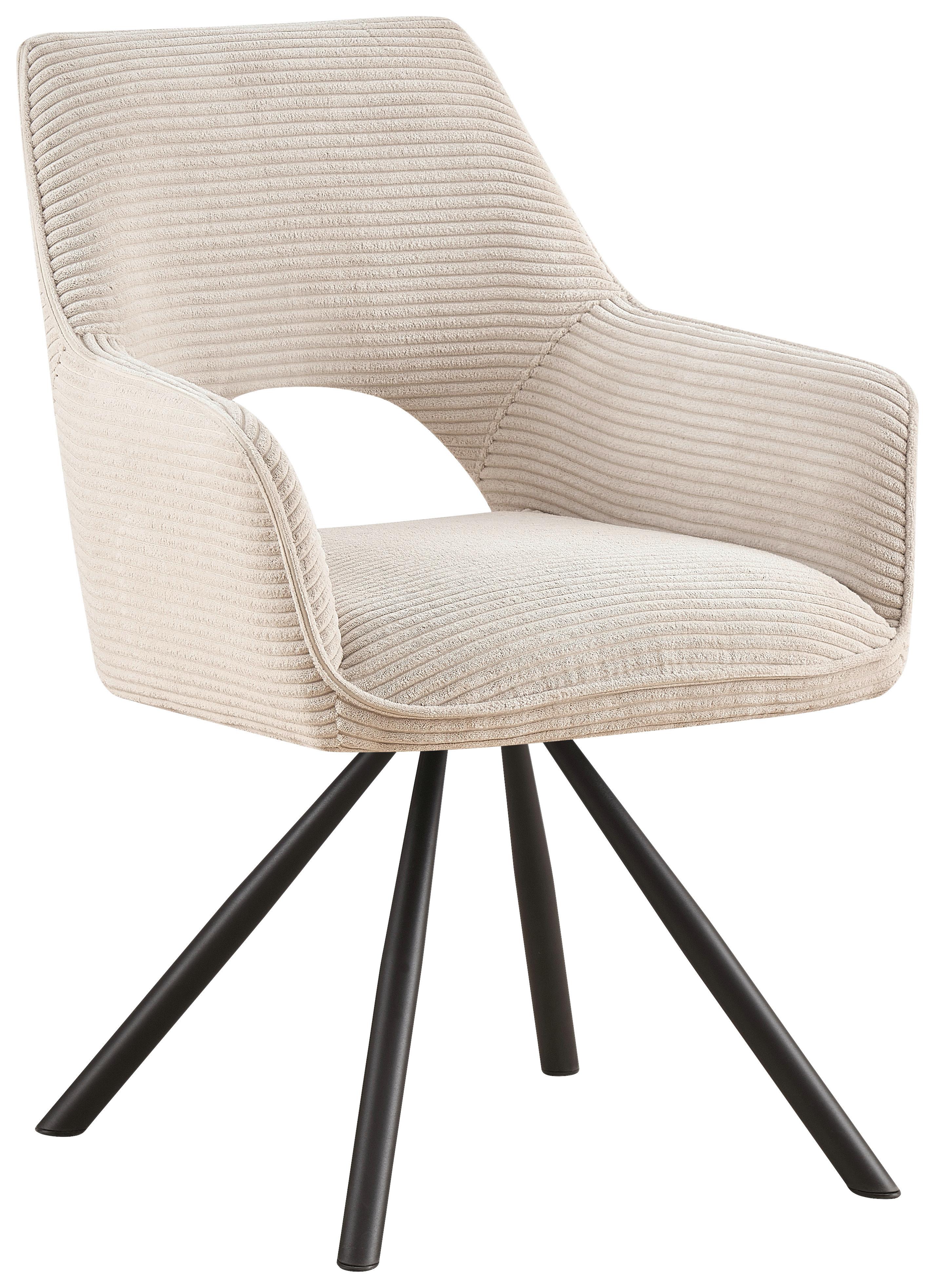 KRZESŁO Z PODŁOKIETNIKAMI JASON - kremowy/czarny, Design, metal/tkanina (60/85/63cm) - Hom`in