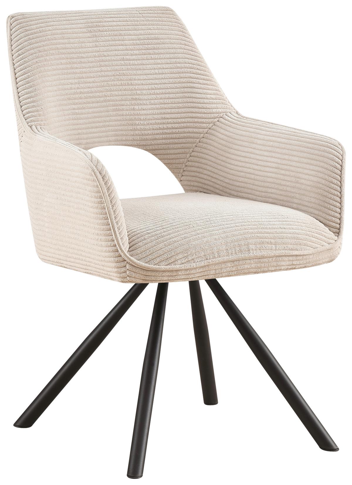 KRZESŁO Z PODŁOKIETNIKAMI JASON - kremowy/czarny, Design, metal/tkanina (60/85/63cm) - Hom`in