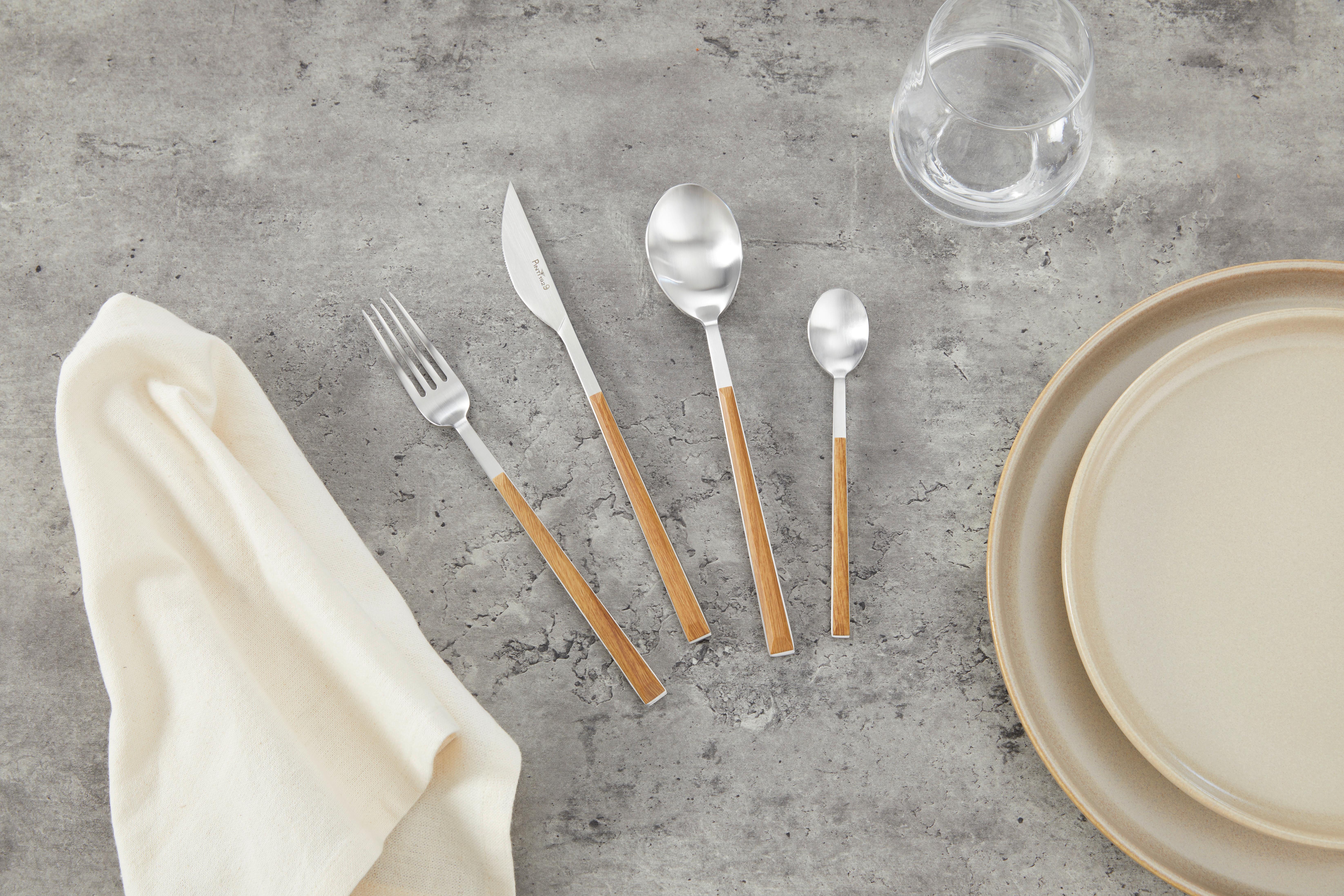 Besteckset Sushi aus Edelstahl, 24-teilig - Edelstahlfarben/Teakfarben, MODERN, Metall (21/8/29cm)