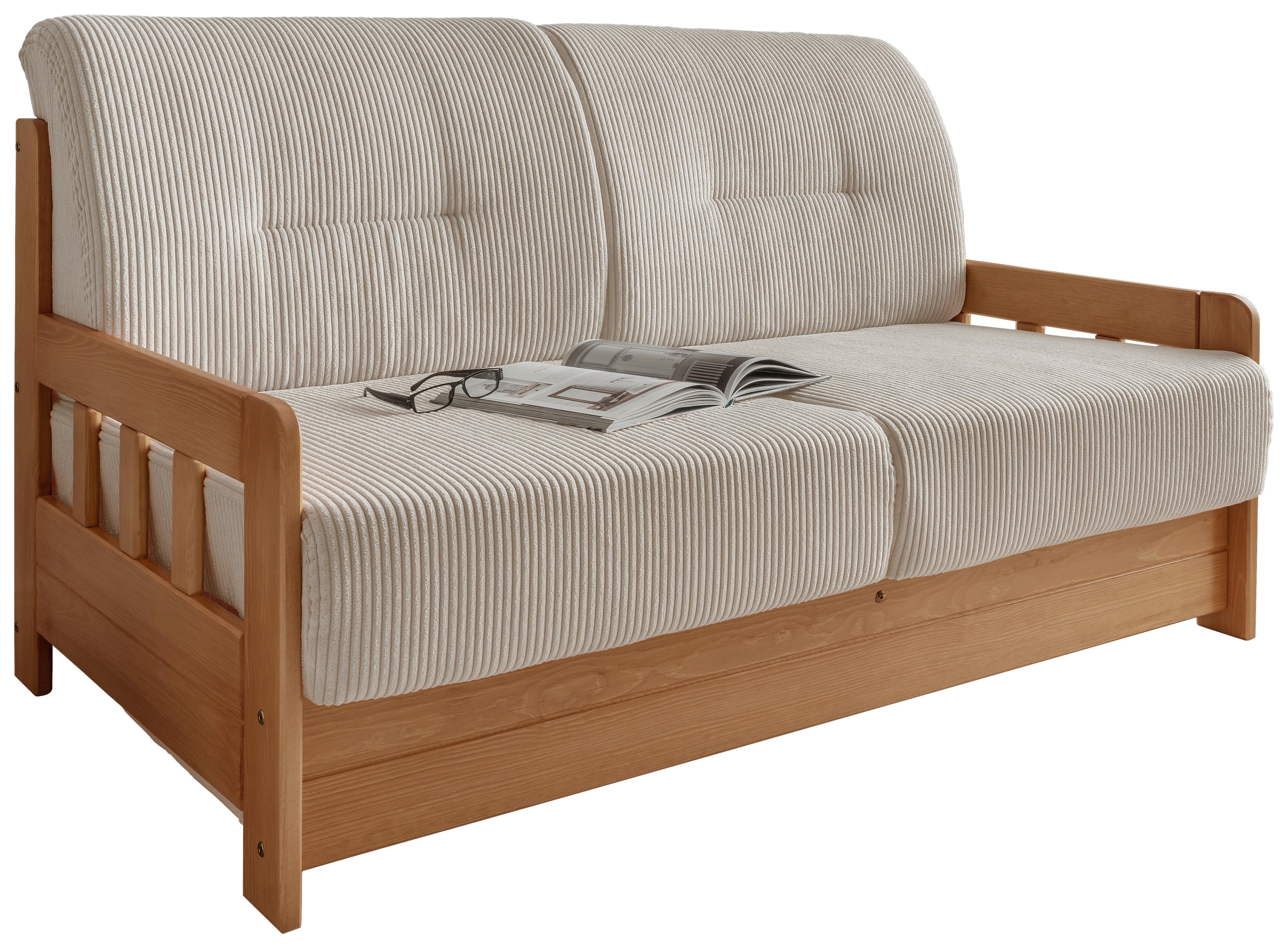 Schlafsofa Camino Holzkorpus Kiefer/Beige - Beige/Kieferfarben, MODERN, Holz/Textil (154/88/90cm) - Livetastic