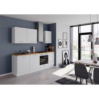 Küchenblock IKZ mit Geräten ca. 230 cm Weiß - Edelstahlfarben/Eichefarben, Design, Holzwerkstoff/Metall (230cm) - Impuls