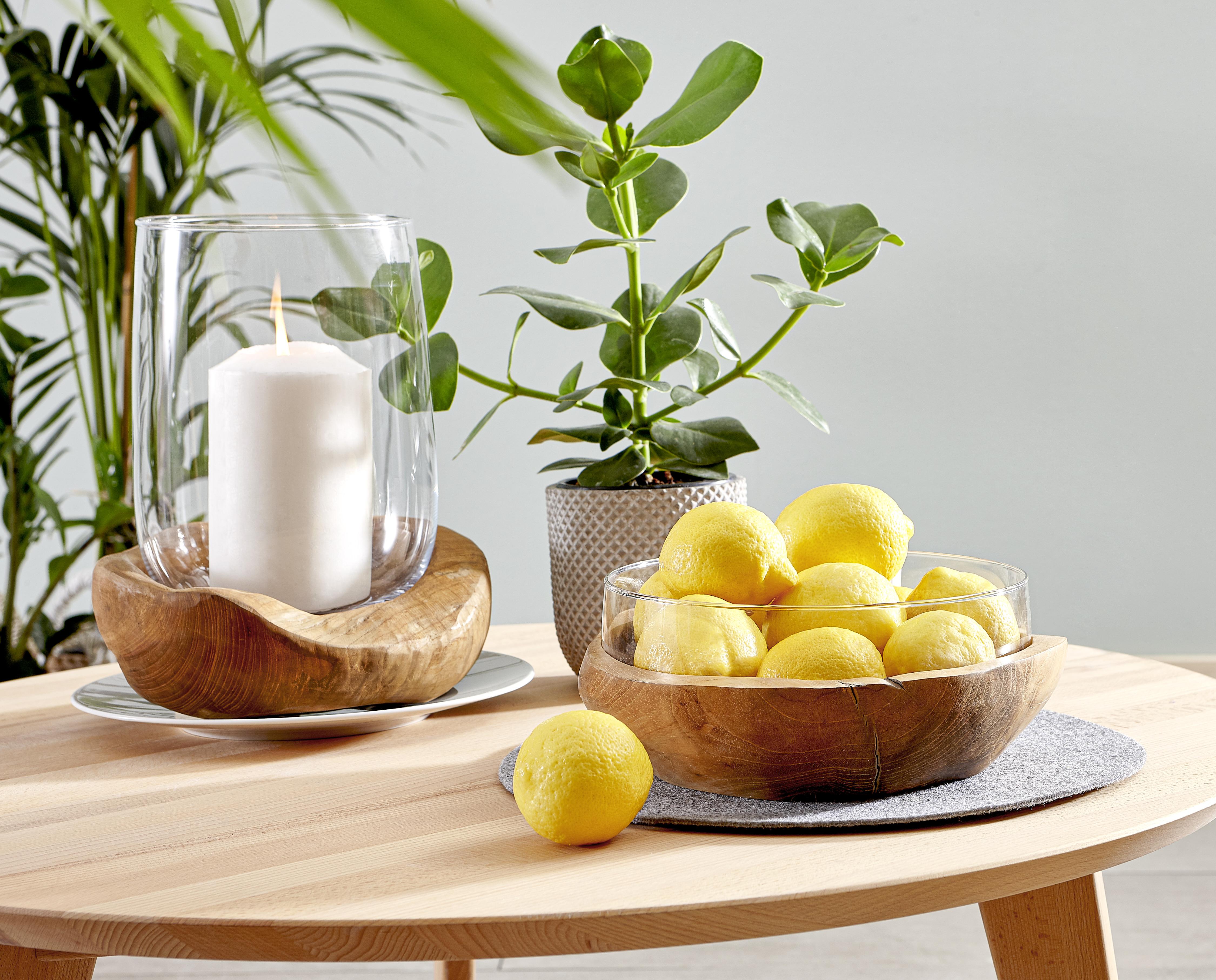 PATERA DEKORACYJNA 084424 - przejrzysty/brązowy, Basics, drewno/szkło (28/11cm) - Leonardo