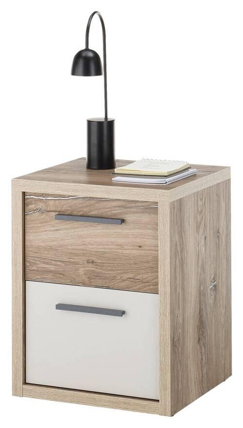 Nočna Omarica Julia, Barva Hrasta, Šampanjca - barve šampanjca/črna, Konvencionalno, umetna masa/leseni material (45/57/42cm) - Mömax