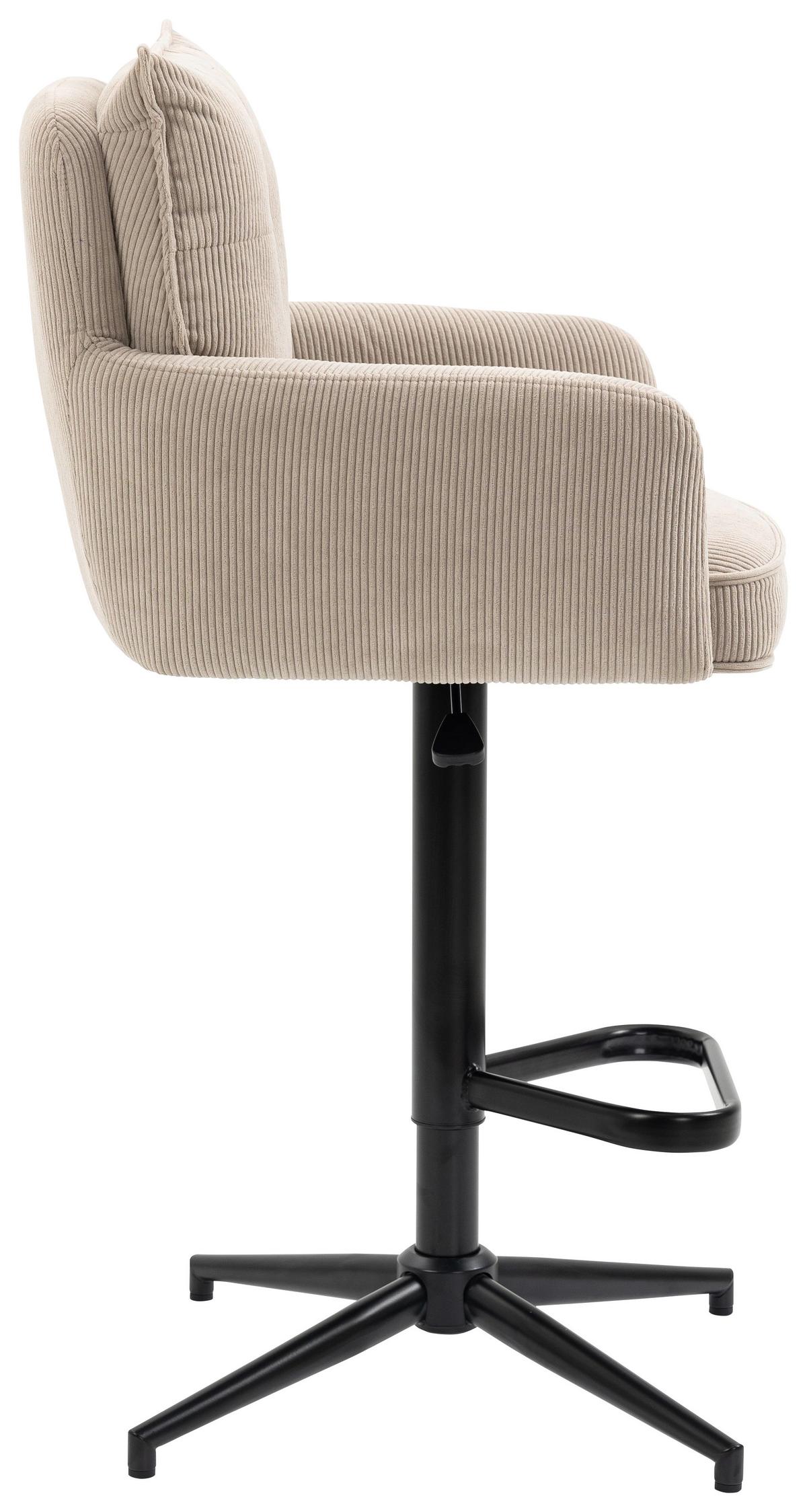 STOŁEK BAROWY POINT - beżowy/kremowy, Design, metal/tkanina (54/98-120/58cm) - Novel