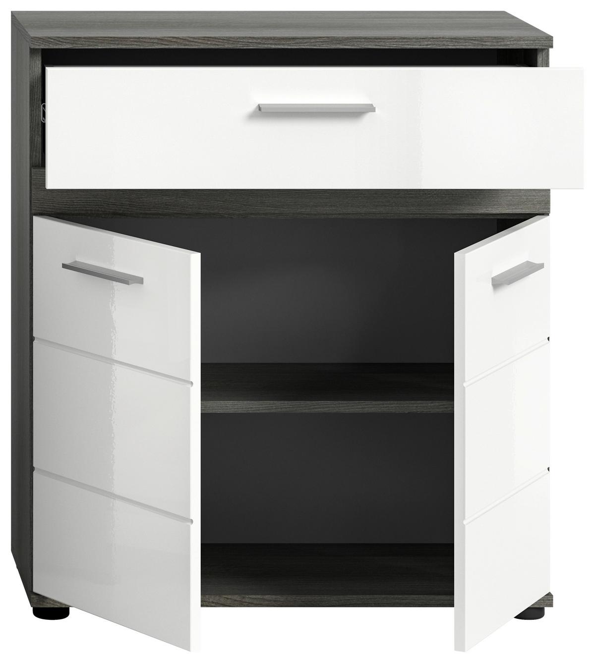 Midischrank Blake ca. 70x79 cm Rauchsilber/Weiß - Weiß Hochglanz/Silberfarben, MODERN, Holzwerkstoff/Kunststoff (70/79/31cm) - MID.YOU