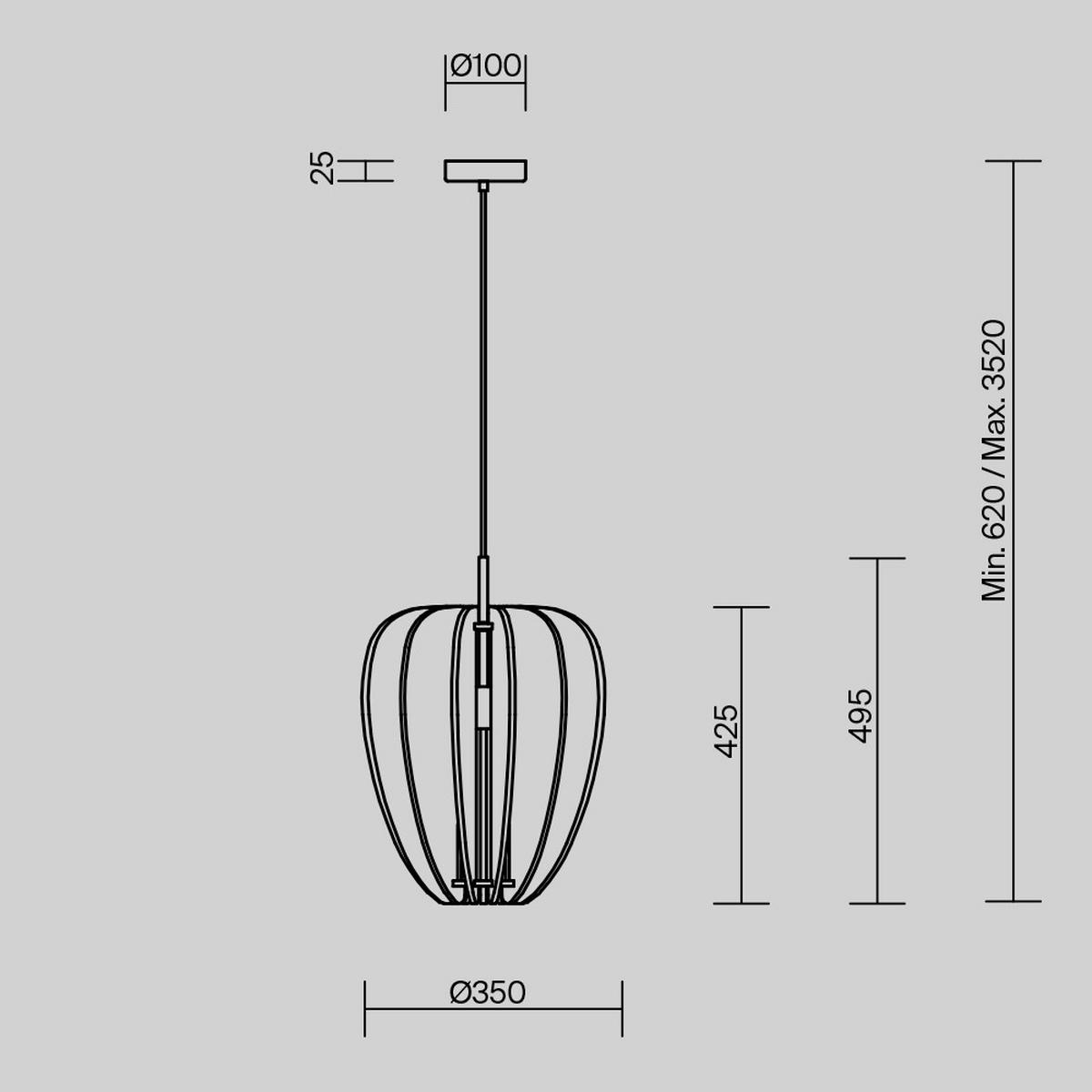 Pendelleuchte Mod398pl-01gr - Schwarz, Design, Metall (35/352cm) - MAYTONI