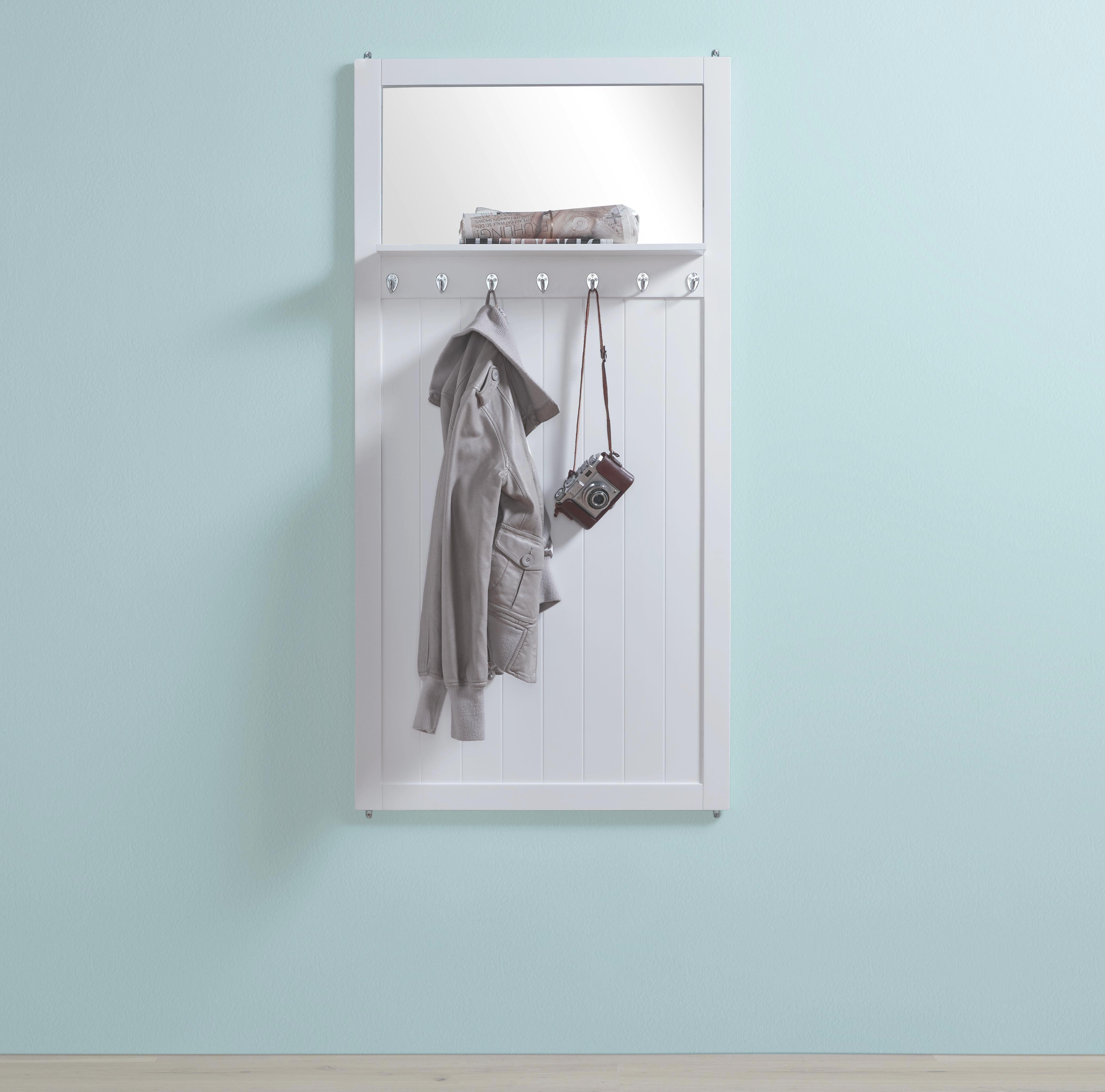 Garderobenpaneel in Weiß 'Madalena' - Weiß, MODERN, Holz (70/140/12cm) - Bessagi Home