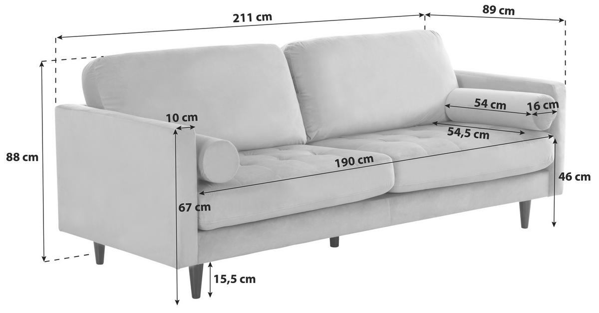 Trosed Janina, Modra, Žamet - modra/črna, Moderno, tekstil/les (211/88/89cm) - P & B