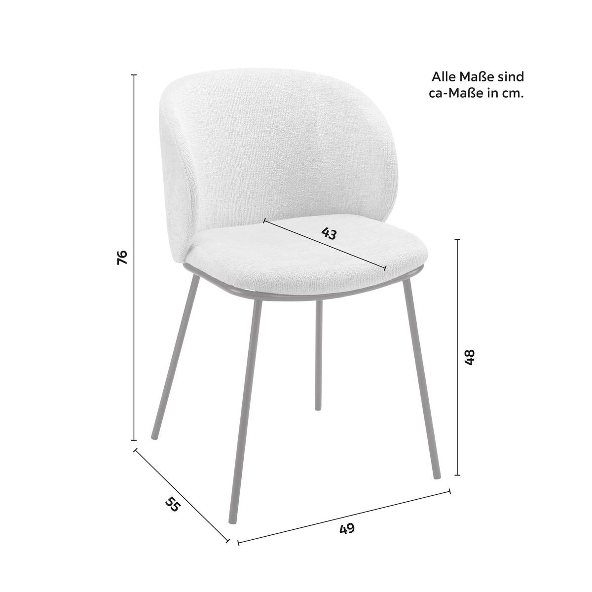 Stuhl Malea Hellgrau Chenille Gepolstert - Hellgrau/Schwarz, MODERN, Holz/Textil (49/76/55cm) - Bessagi Home