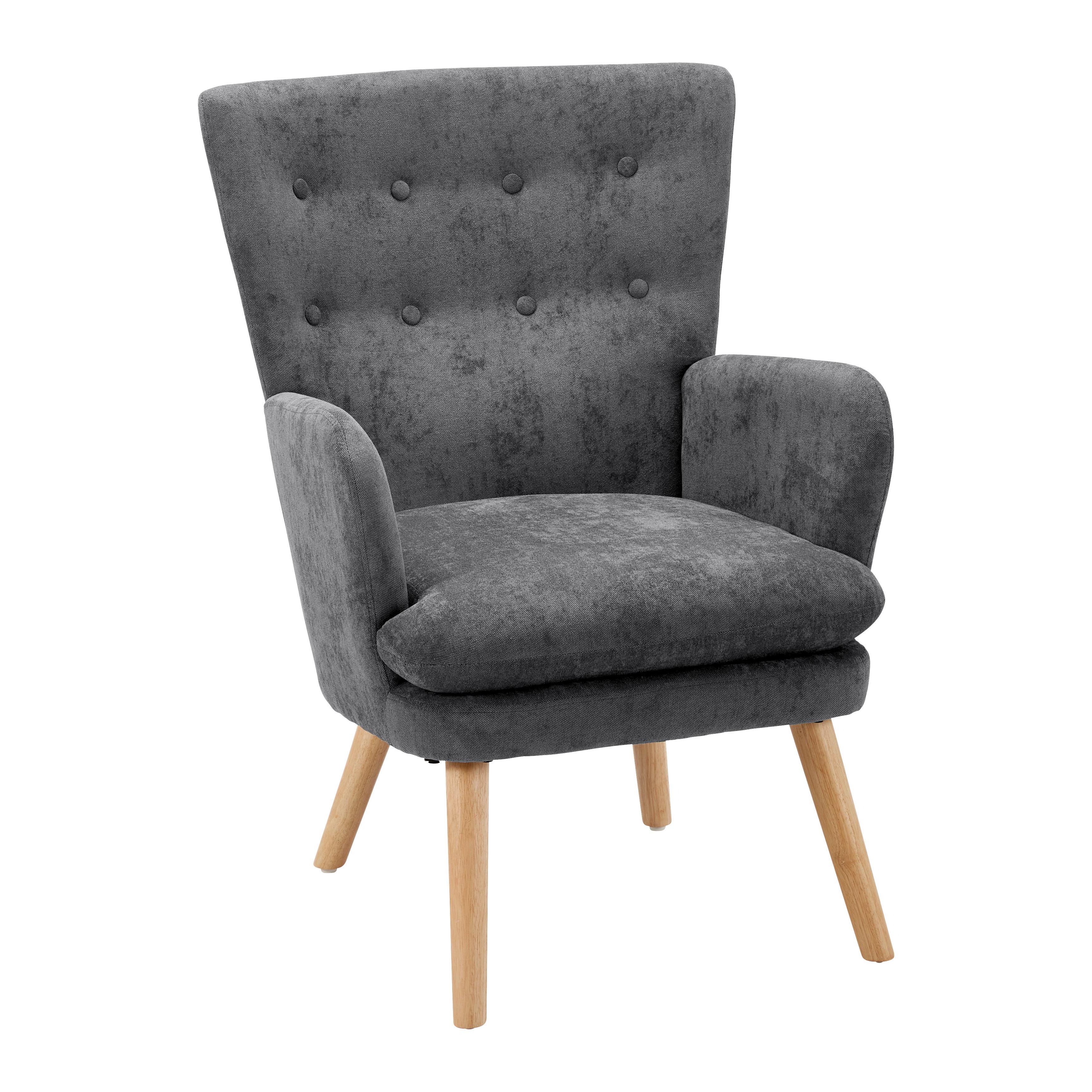 Sessel Stanka Grau Webstoff - Sandfarben/Naturfarben, MODERN, Holz/Textil (67/91/72cm) - Bessagi Home