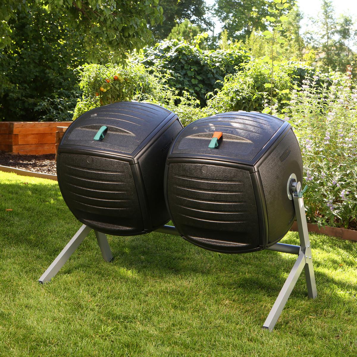 Komposter Kompost-Zwilling Schwarz ca. 380l - Schwarz, Basics, Kunststoff (148/111/80cm)