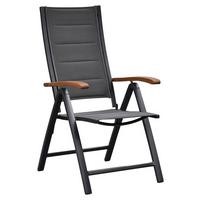 Vrtni Stol Paxos, Zložljiv, Masivno - barve grafita/naravne barve, Moderno, kovina/tekstil (58/110,5/74cm) - Gardenson