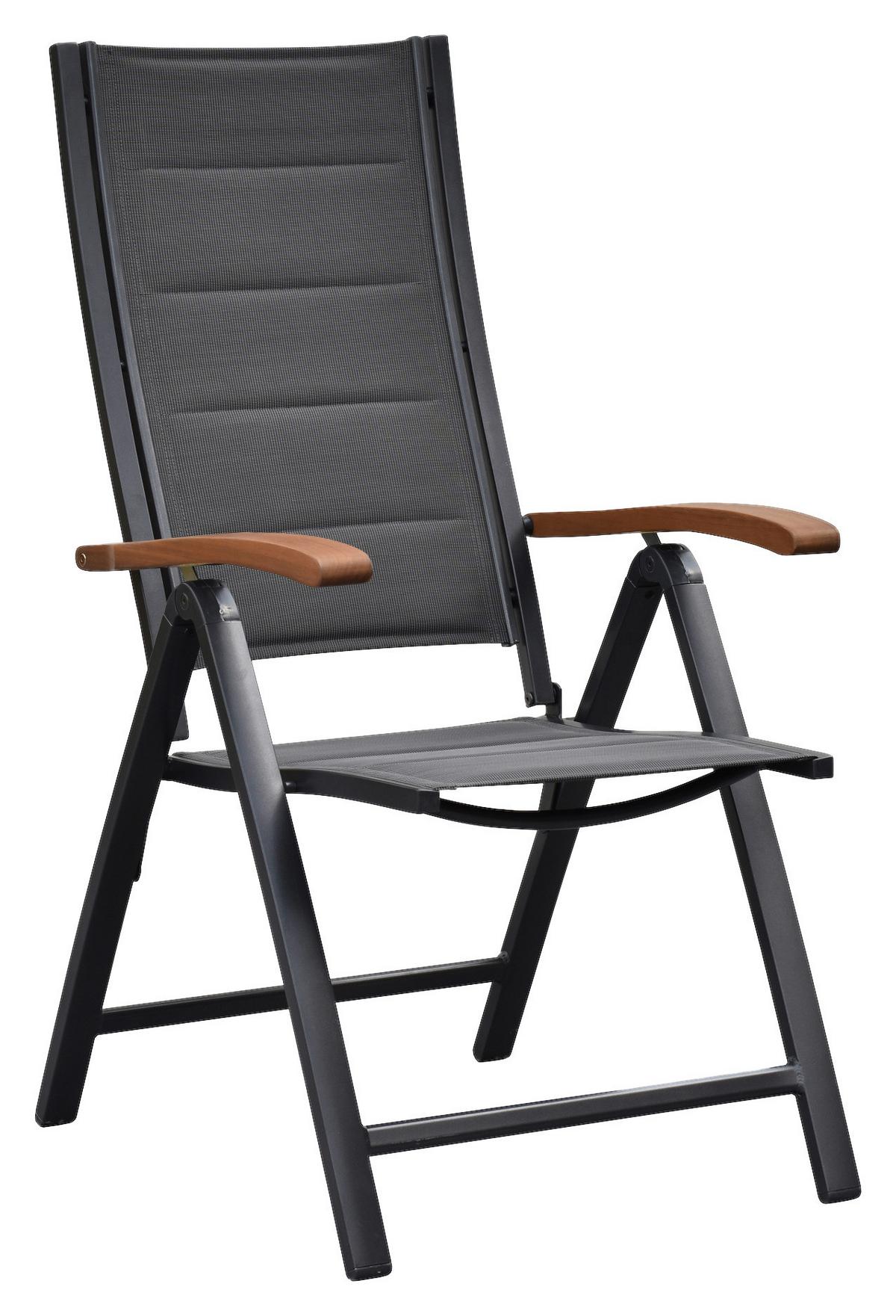 Vrtni Stol Paxos, Zložljiv, Masivno - barve grafita/naravne barve, Moderno, kovina/tekstil (58/110,5/74cm) - Gardenson