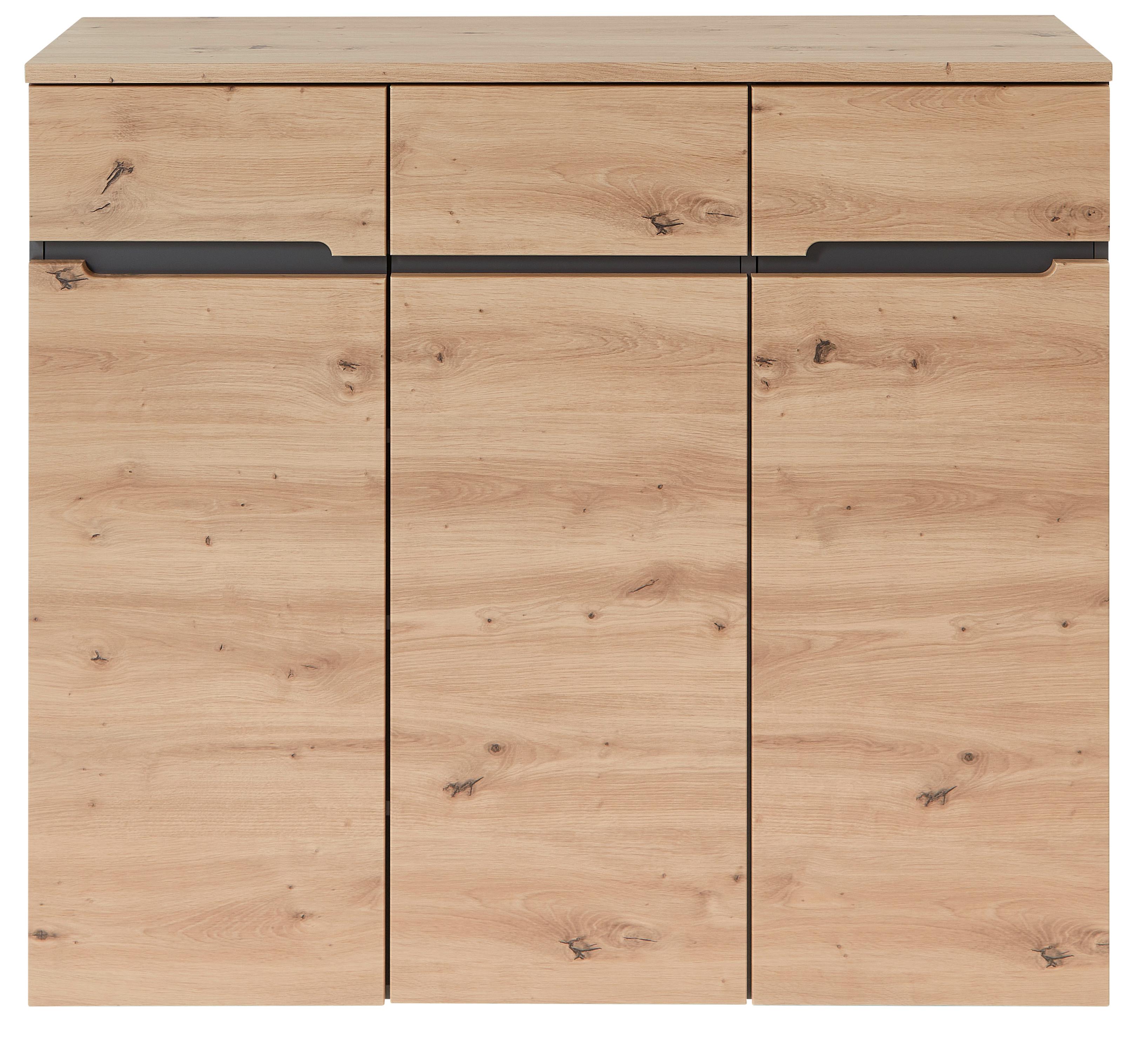 Kommode in Eiche/Graphit - Graphitfarben/Eiche Artisan, Modern (120/107/38cm) - Mömax