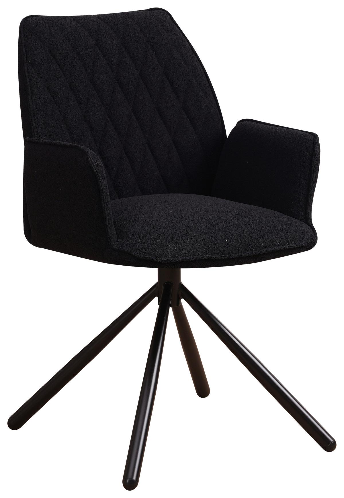Armlehnstuhl-Set Reims ca. 56x97 cm 2er Set Schwarz - Schwarz, Design, Textil/Metall (56/97/52,5cm) - MID.YOU