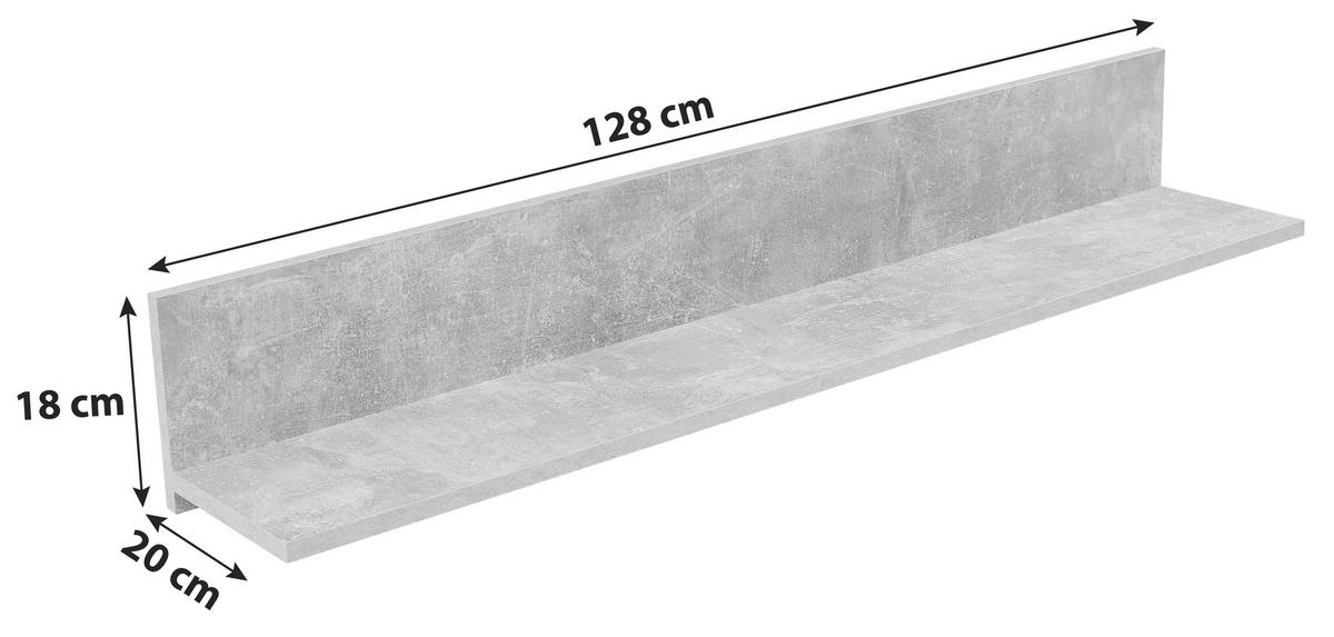 Zidna Polica Malta - siva, Moderno, drvni materijal (128/18/20cm) - Modern Living