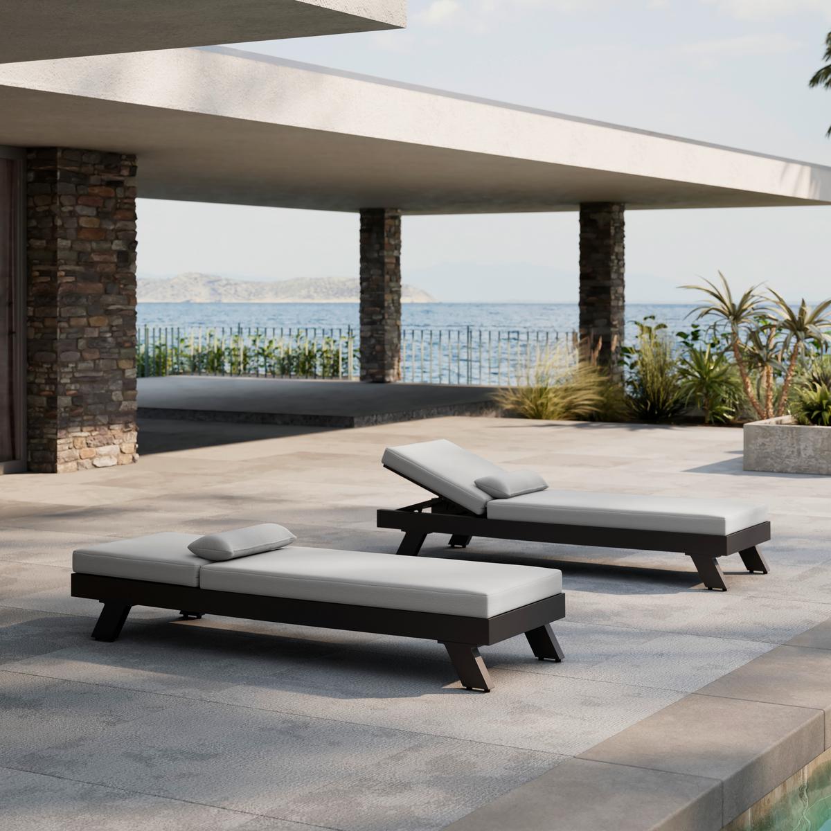 Gartenliege Susa Grau Metall/Outdoorstoff - Grau, MODERN, Textil/Metall (200/64/40cm) - Bessagi Garden