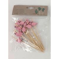 Koktél Pálcikák Flamingo - pink, fa (12/16cm)