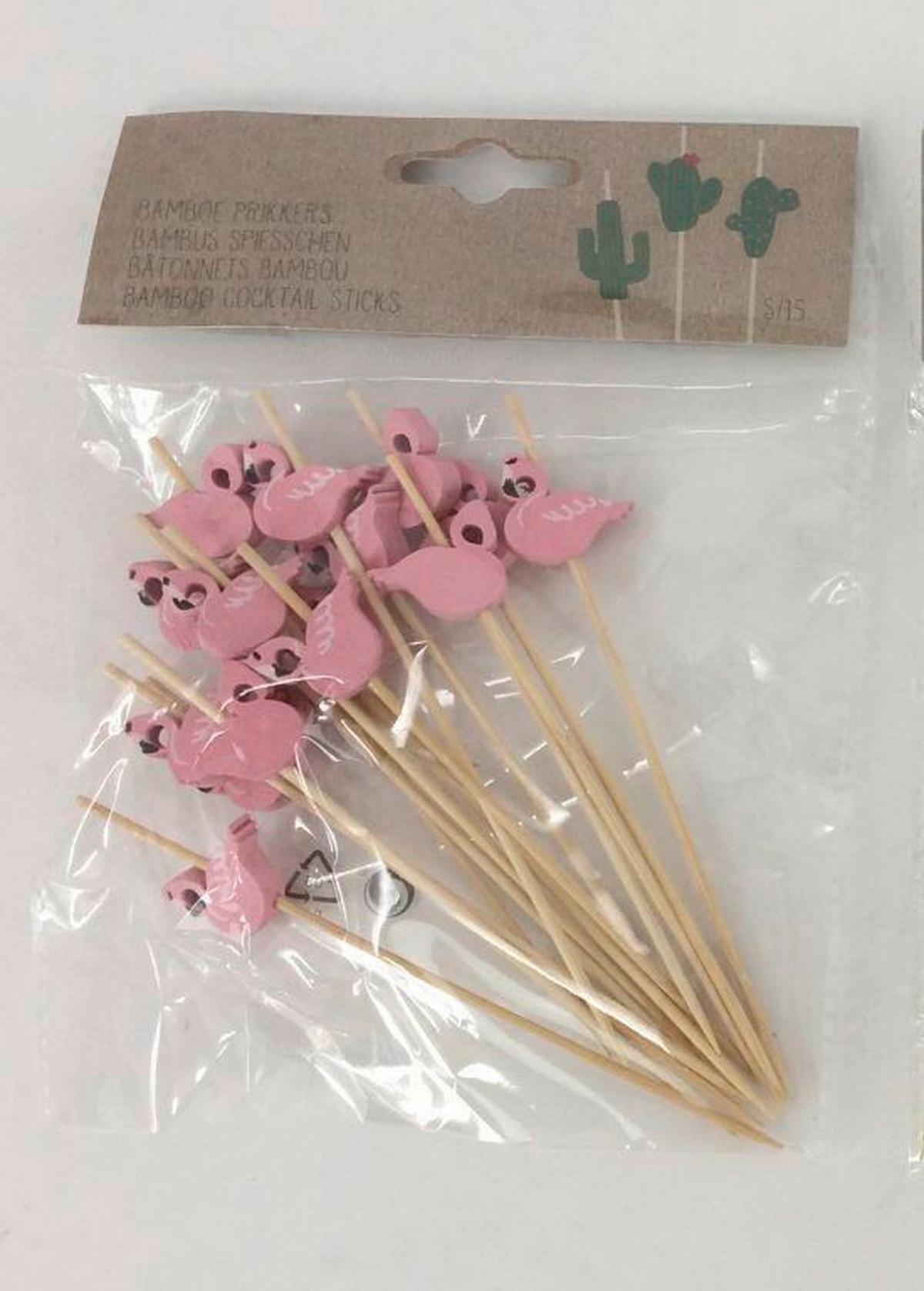 Koktél Pálcikák Flamingo - pink, fa (12/16cm)