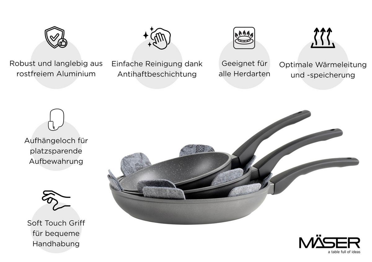 Pfannenset 935584 - Schwarz, Basics, Metall - Mäser